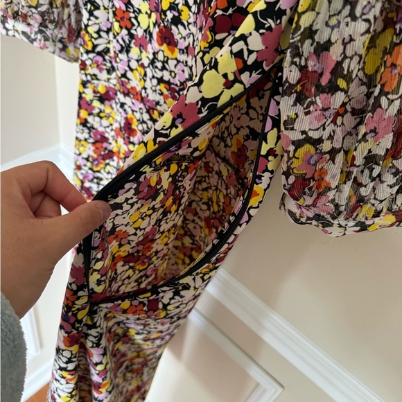 Who What Wear Sz Large FLAWED Floral Midi Length Summer Dress Sheer Puff Sleeves - Picture 7 of 10
